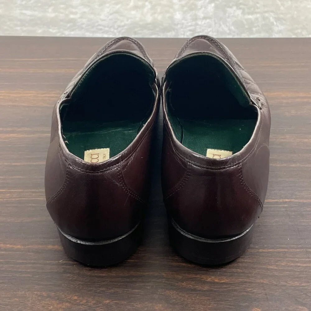 Vintage Gucci Leather Horse bit Loafers Mens Size 41 US 7.5 Burgundy Slip On
